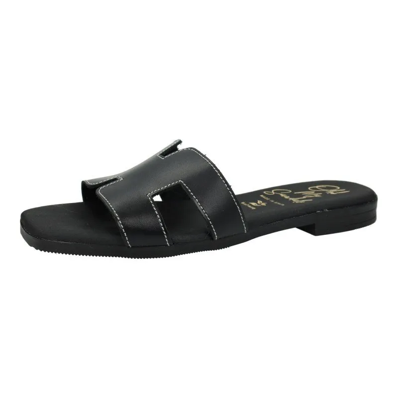5321 Sandalias planas color NEGRO