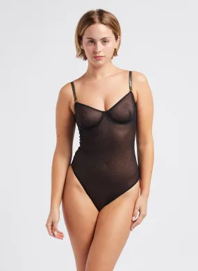 BELIZA LITA - Body con aros con efecto brillante en negro