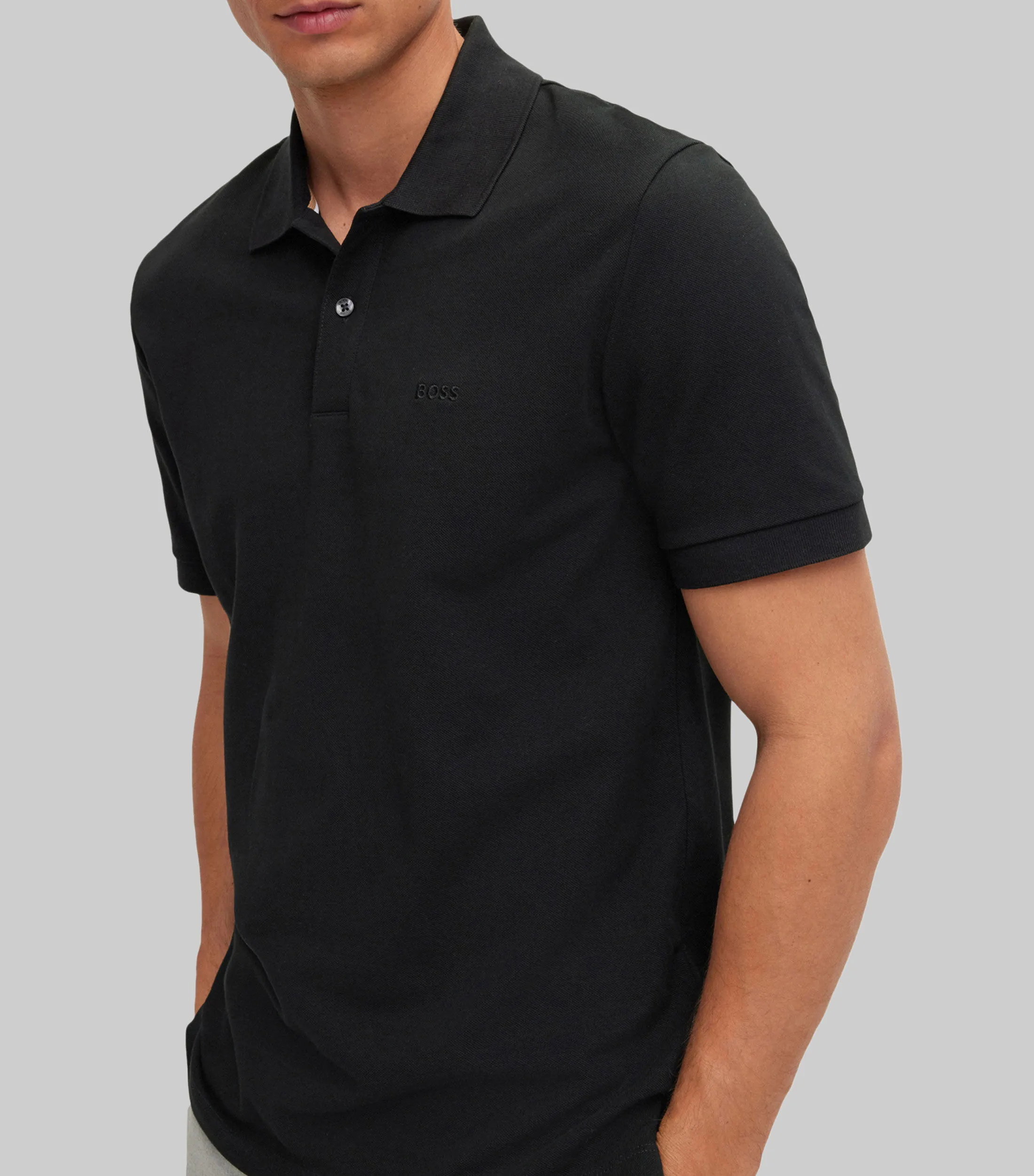 Boss Playera Polo Boss negro con logo bordado Hombre