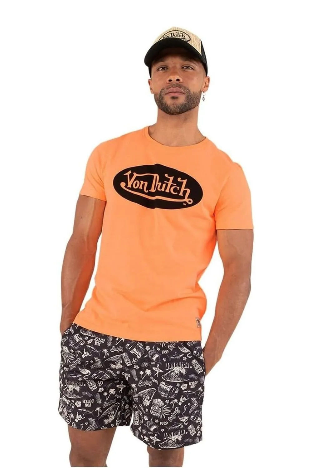 Camiseta von dutch naranja front logo tee