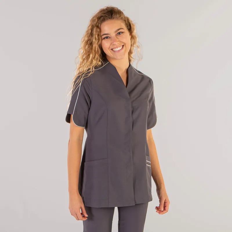 Chaqueta laboral de microfibra gris marengo doble vivo Arancha - Gary's