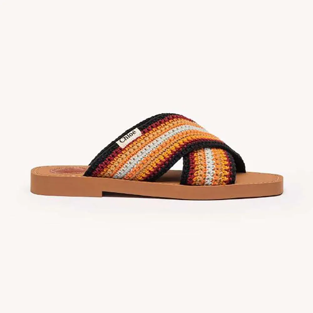 Chloe Mujer Woody Flat Mule-Negro