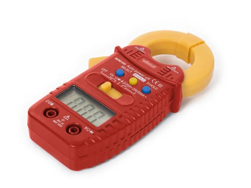 Digital current clamp, data hold, AC current measurements up to 500 A, AC/DC voltage measurements up to 600 V