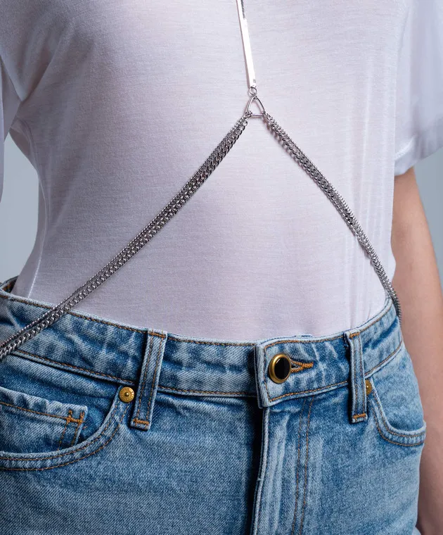 Dondup White T-shirt with a chain
