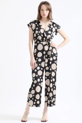 ENTERITO LARGO SATIN ESTAMPADO, NEGRO