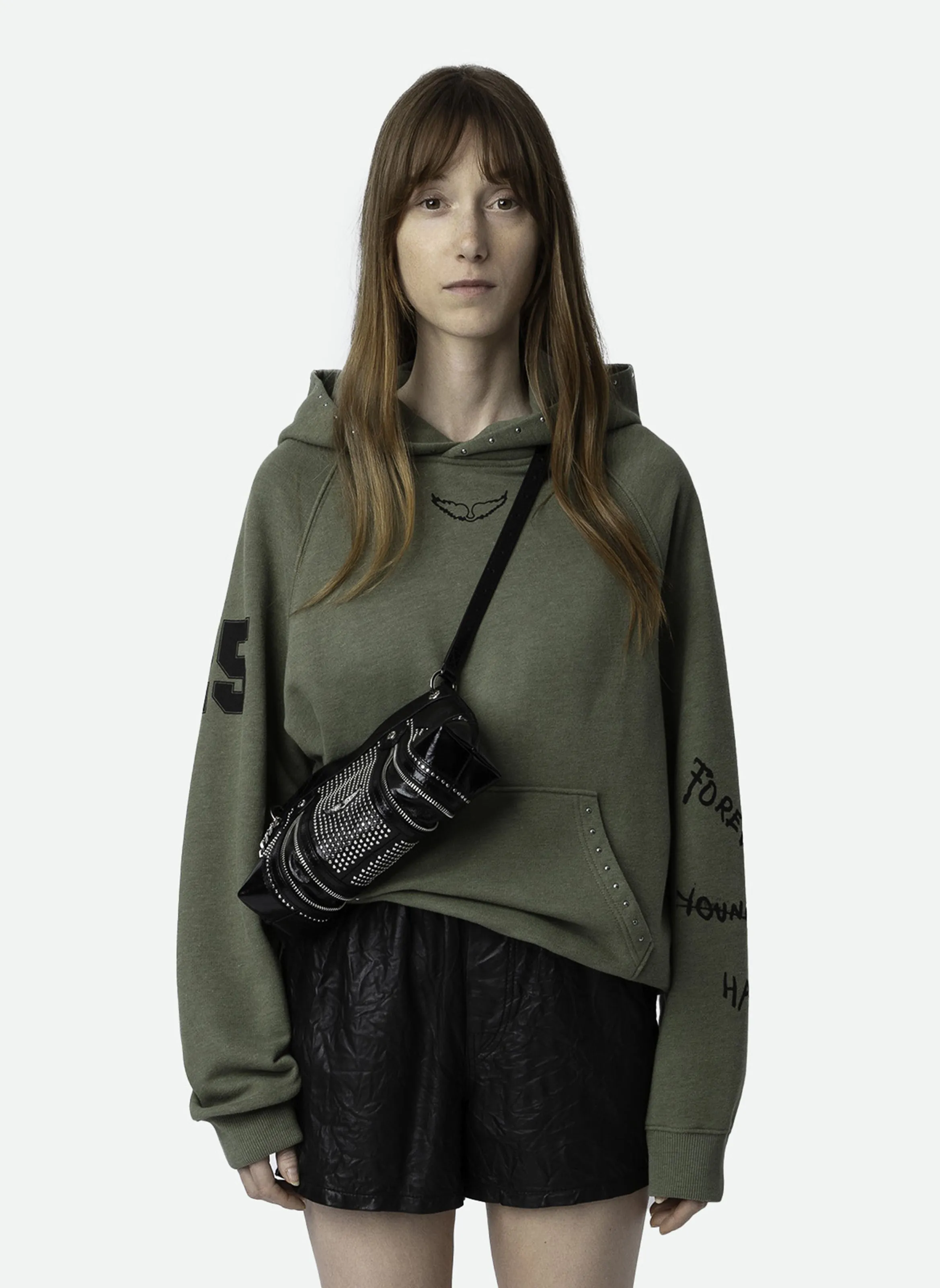 GEORGY - Sudadera holgada de algodón orgánico mezclado en verde