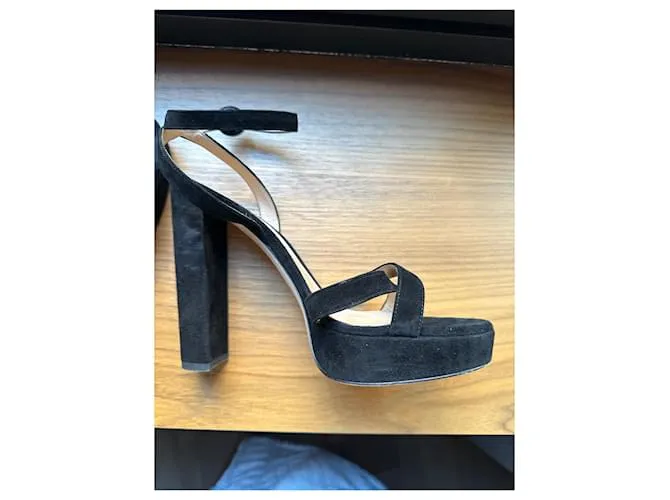 Gianvito Rossi Sandalia de plataforma de ante negro 