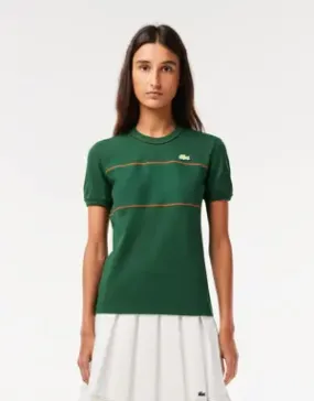 Lacoste Camiseta de mujer en piqué de algodón ecológico con cuello redondo hecha en Francia