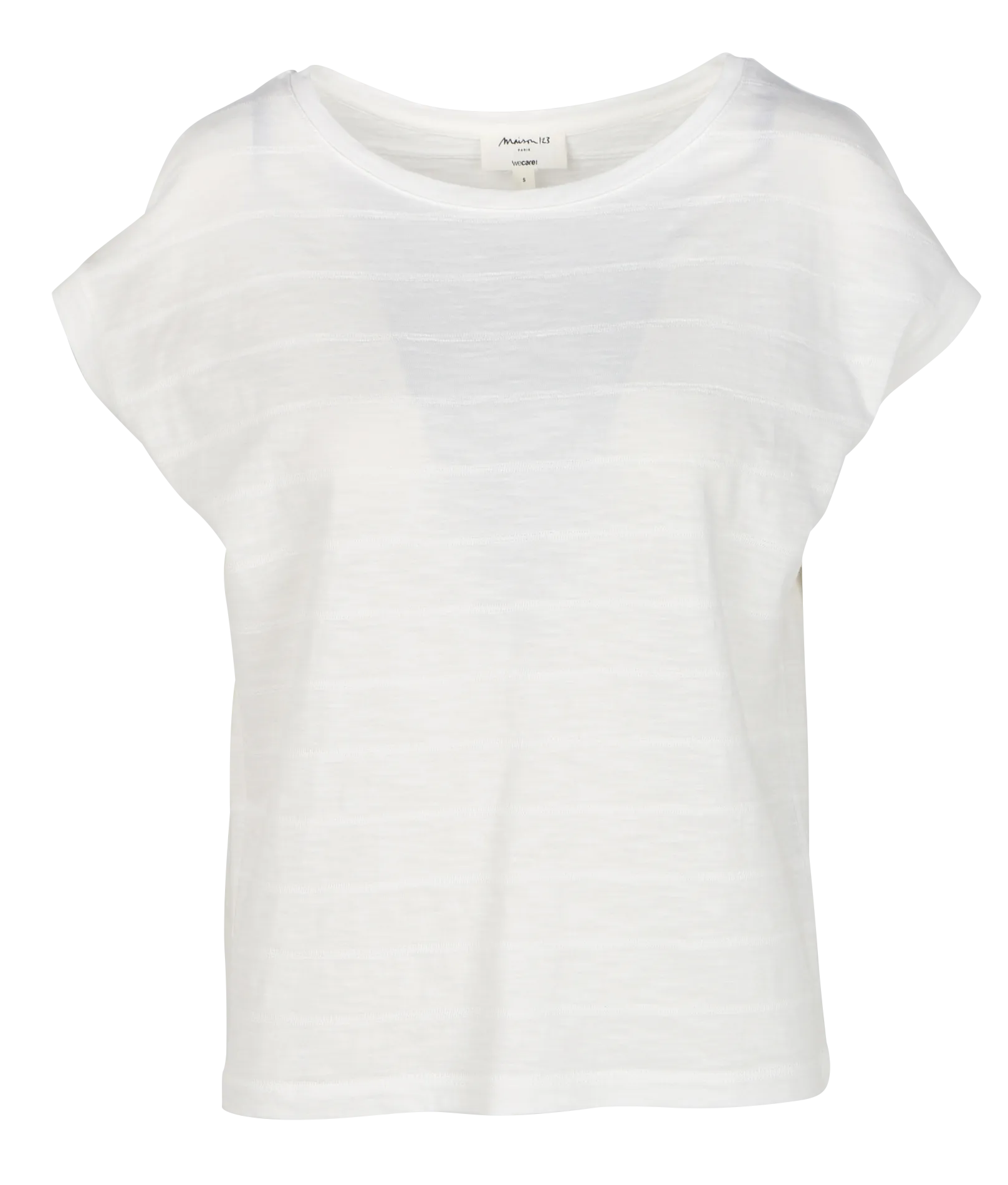 MAISON 123 DARIUS - Camiseta de algodón con cuello redondo en blanco