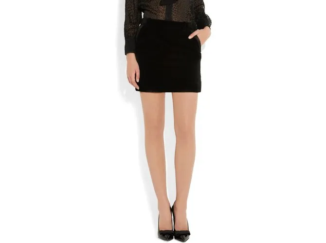 Minifalda de esmoquin con terciopelo negra de Saint Laurent Negro 