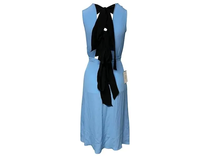 N°21 N °21 Vestido midi con lazo grande en la espalda en acetato azul 