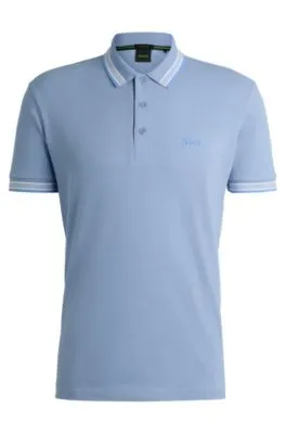 Polo Paddy de piqué de algodón con logo en contraste