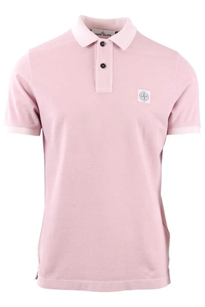 Polo Stone Island rosa con parche