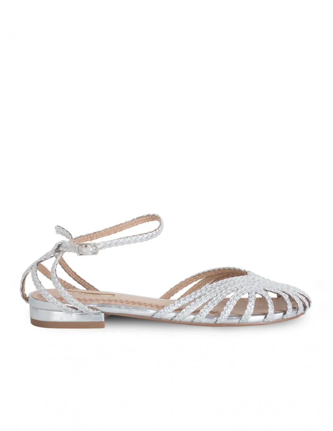 Sandalias Cangrejeras Trenzadas Plateadas