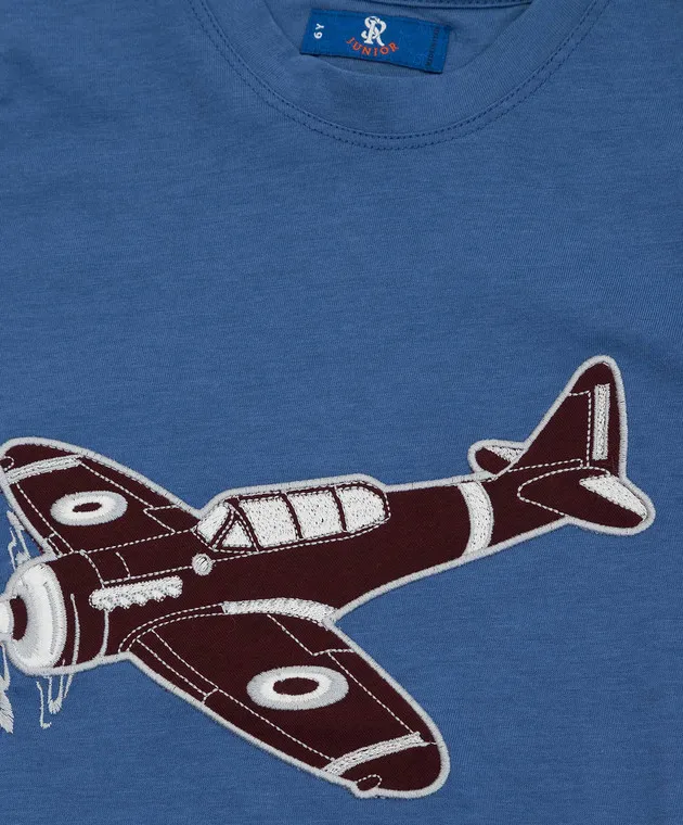 Stefano Ricci Children's blue t-shirt with embroidery