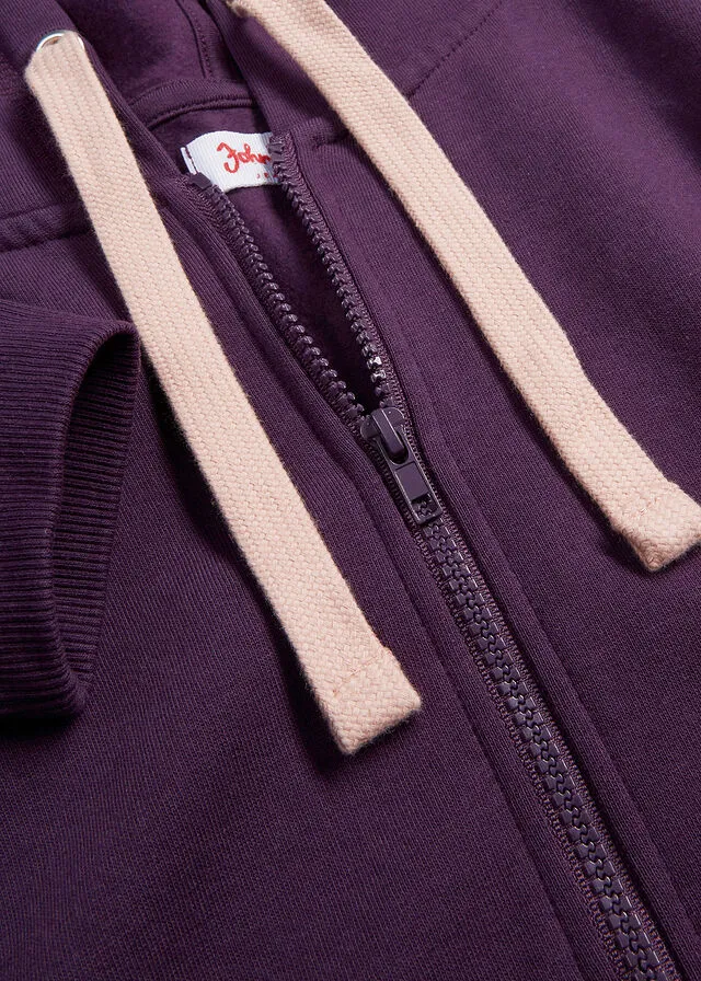 Sudadera larga con cremallera Lila oscuro