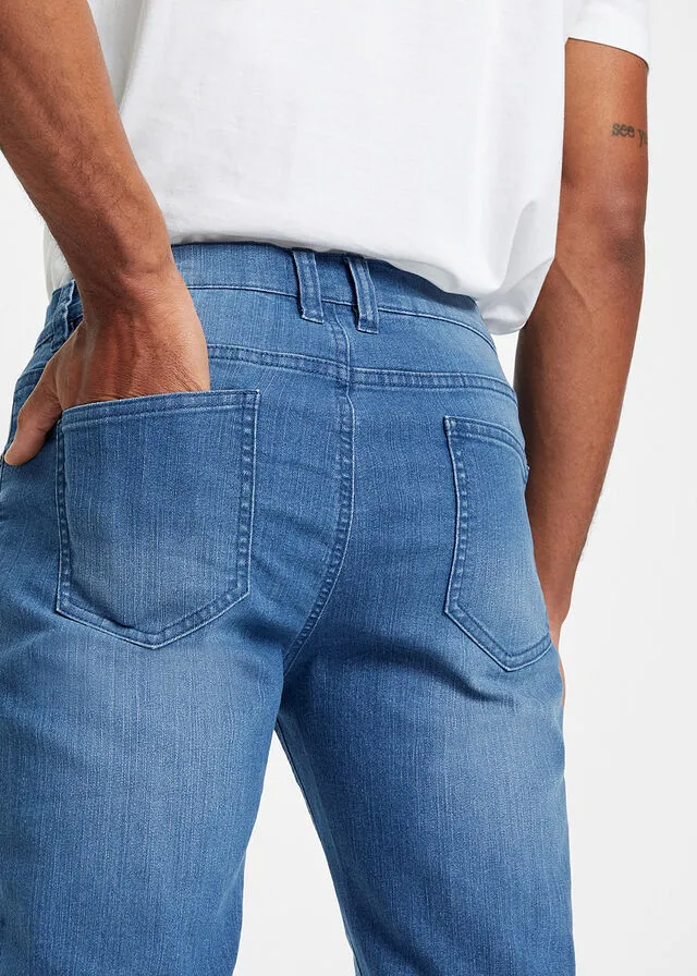 Vaqueros elásticos de corte slim y recto Azul piedra