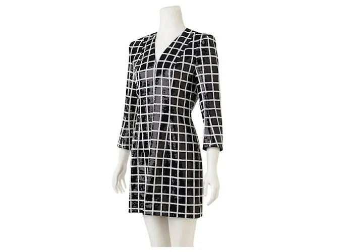 Vestido de lentejuelas monocromáticas de Balmain Negro 