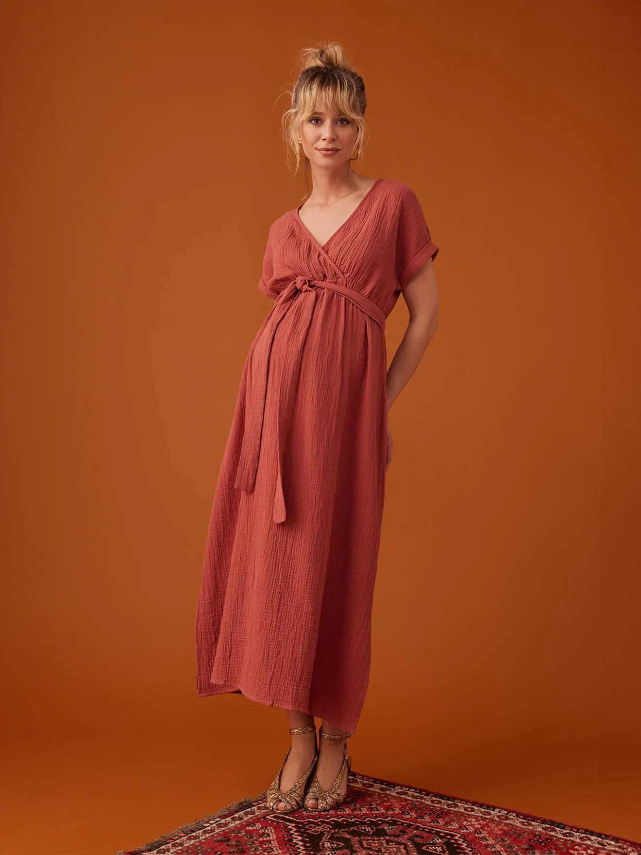 Vestido largo para embarazo de gasa de algodón ENVIE DE FRAISE