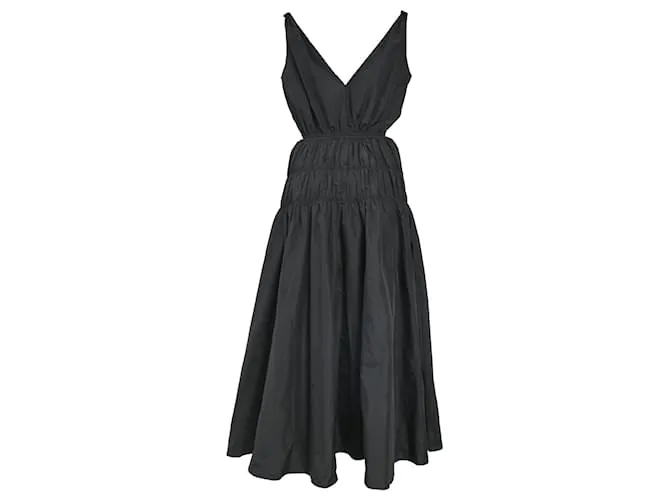 Vestido midi de poliéster negro con detalles recortados Maje 