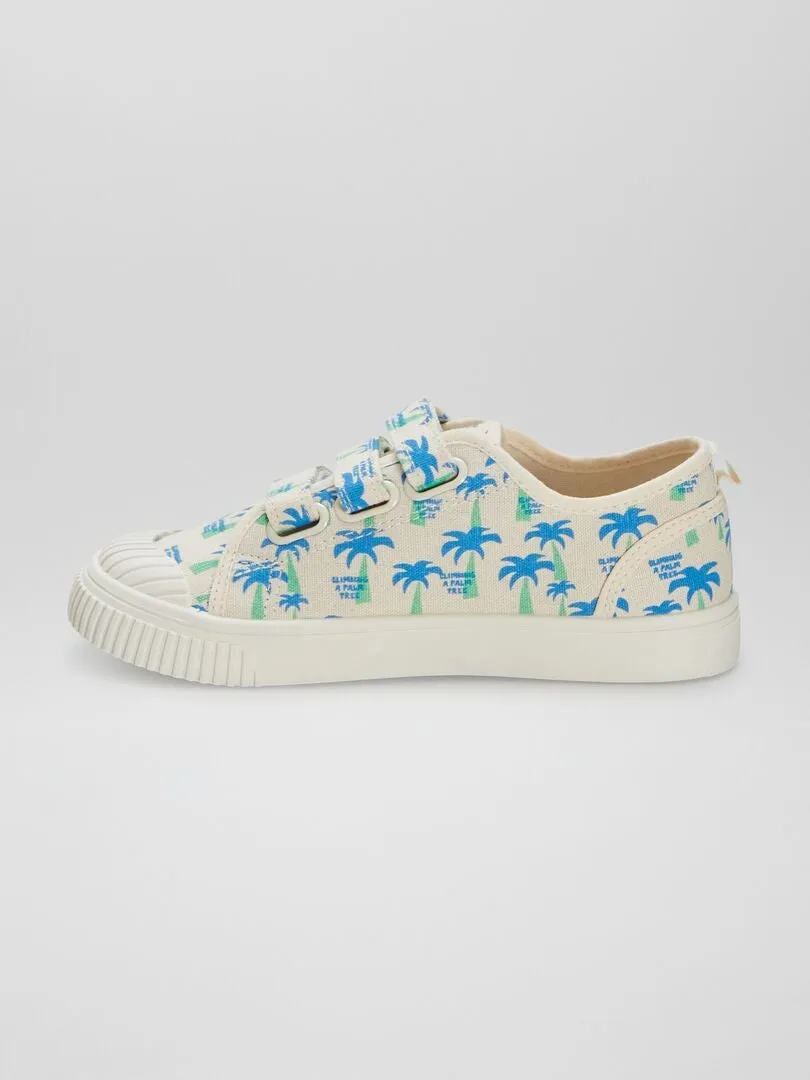 Zapatillas bajas de tela estampadas - BLANCO