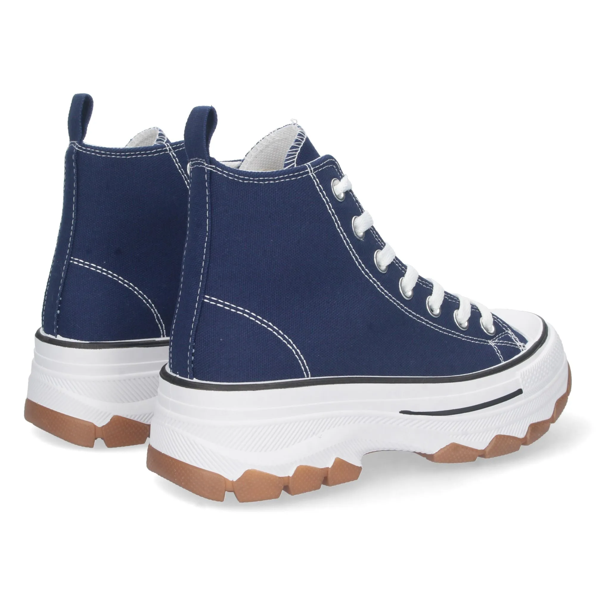 Zapatillas de lona abotinadas suela plataforma mujer color azul